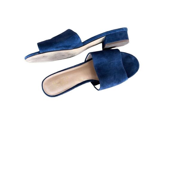 Franco Sartro Womens Blue Block Heel Suede Slip On Slide Sandal Size 9.5 - Picture 7 of 8